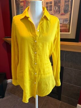 LOFT Golden Yellow Button-Down Collared Shirt